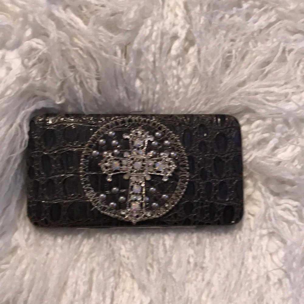 Cross diamond wallet - brown